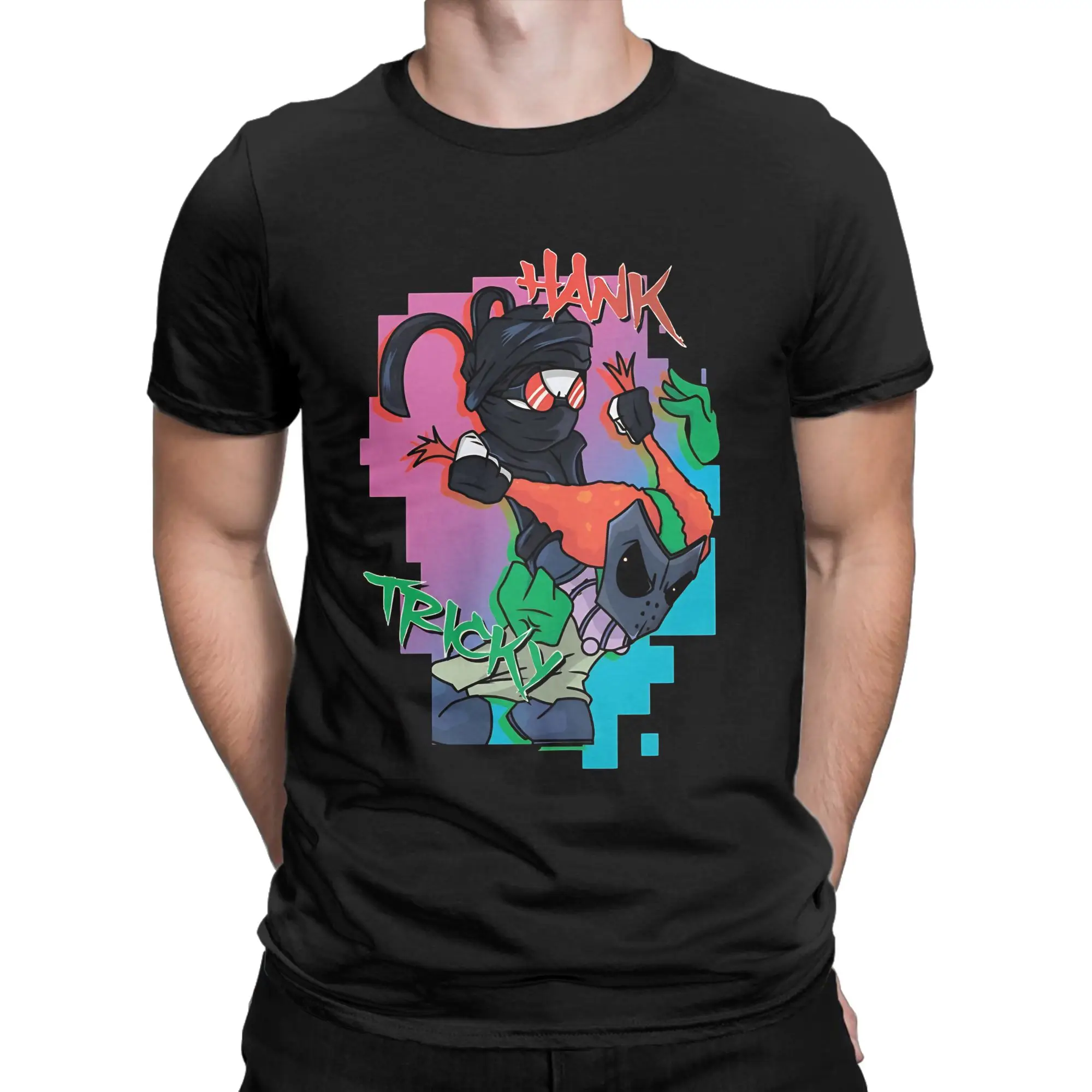 Hank and tricky graffiti  Funny Graphic 100% Cotton T-Shirt Madness Combat Tops Tees For Men