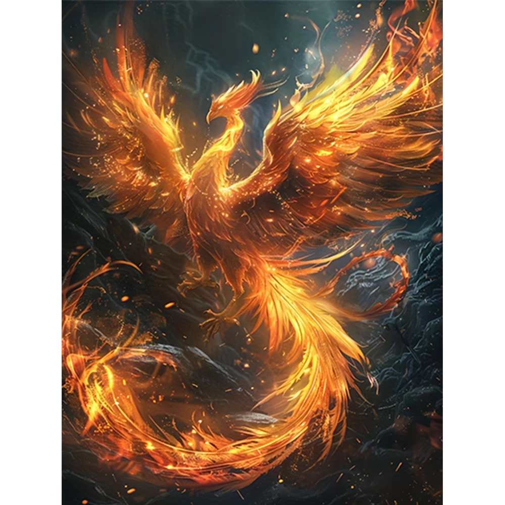 1Pcs A phoenix picture in the sky  DIY Acrylic Digital Painting Kit For Beginners Home Wall Decor Frame Not Included