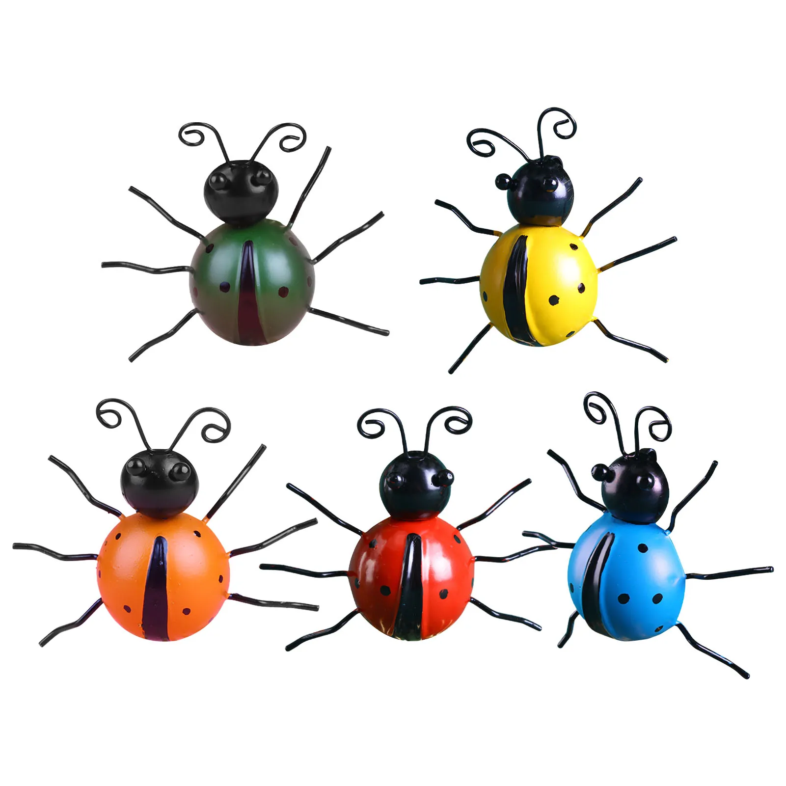 10cm Metal Ladybug Fence Ladybird Hanger Wall Hanging Outdoor Figurine Art Ornament Kids Toys Gift DIY Garden Plant Decor