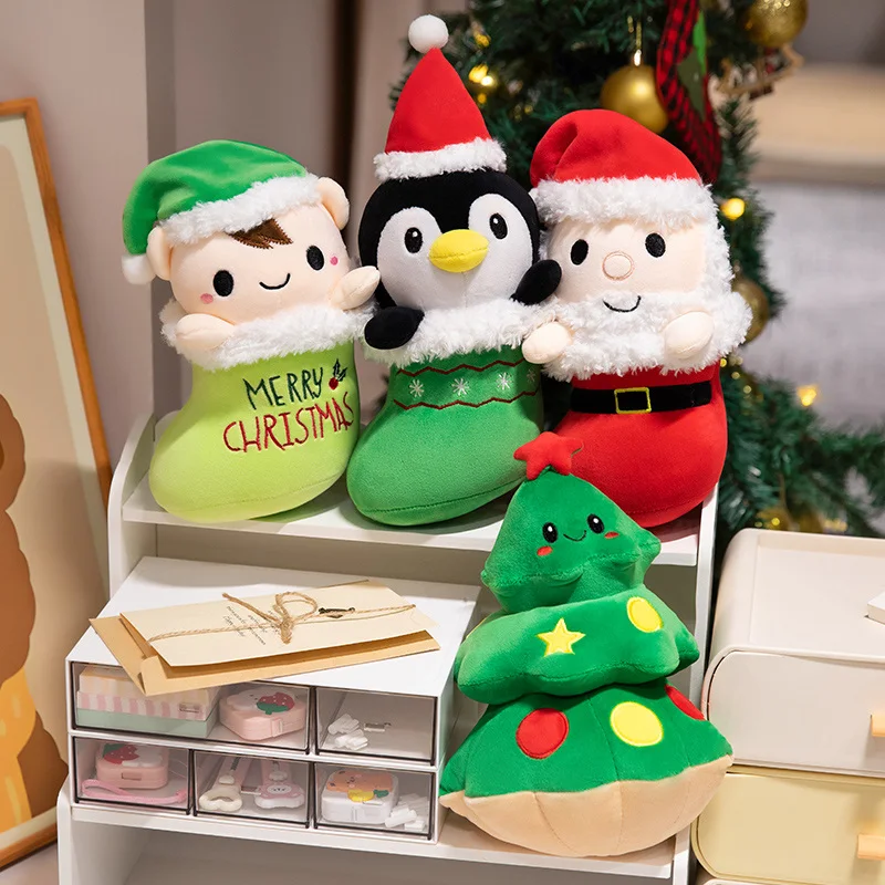 Niedliche Weihnachts-Plüschtiere, weiche Weihnachtsmann-Pinguin-Elf-Stern-Baum-Puppen, bezaubernde Weihnachtsdekoration, Kindergeschenk, Zuhause, Sofa, Schlafzimmer, Ornament