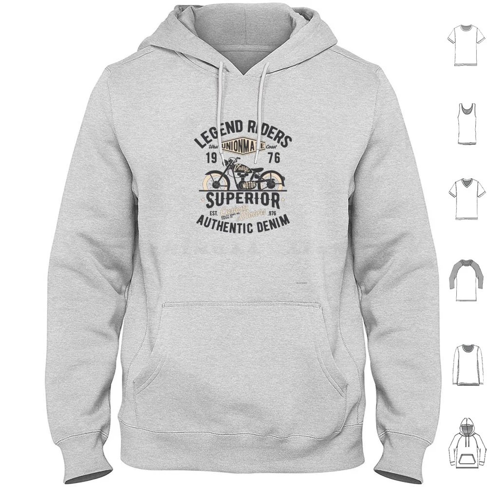 Vintage Motorcycle Legend Riders Hoodie Cotton Long Sleeve Motorcycle Biker Legend Motocross Chopper West Coast