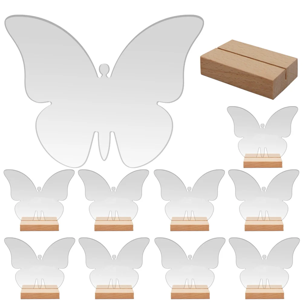 

10Sets Acrylic Butterfly Shaped Reserved Signs Simple Design Practical Wedding Reception Desk Sign Accessories