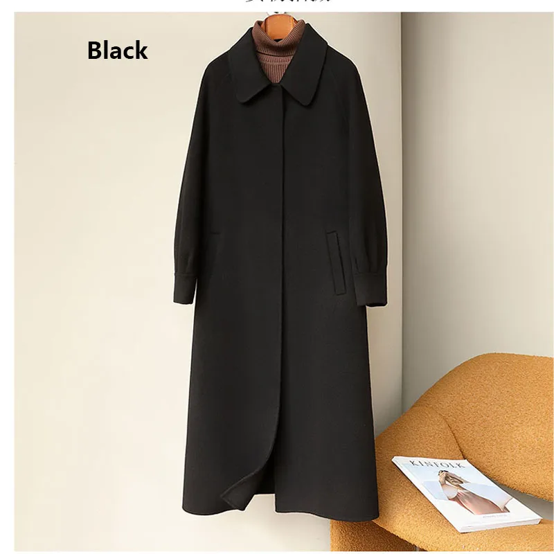 Fengbaoyu Double-sided Cashmere Coat Women's Mid-long Winter Style Hepburn Style Classic Temperament Simple Elegant Wool Coat