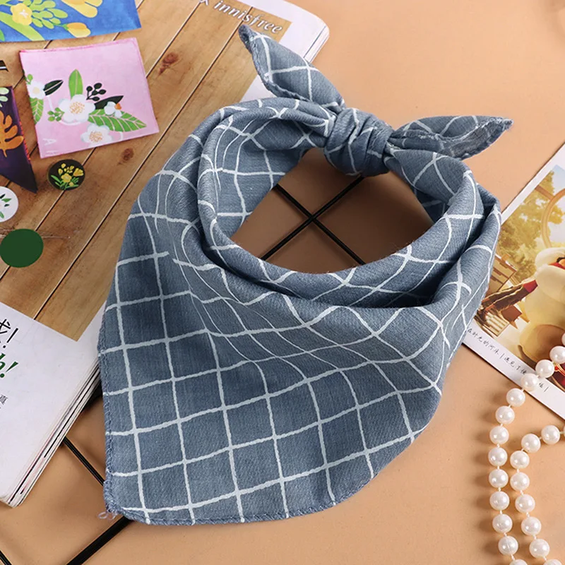 0-12Y New 45*45cm Square Children's Headscarf Fashion Boys Girls Cotton Printed Plaid Scarf Baby Bibs