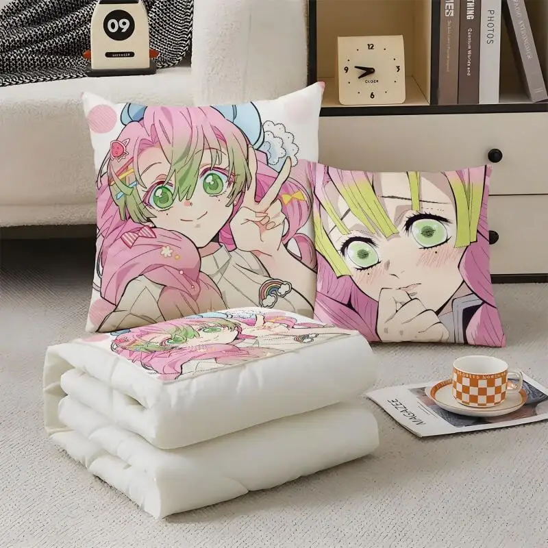 

Demon Slayer Anime 3 In1 Dualuse Pillow Quilt Foldable Air Conditioner Blanket Car Cushion Portable Office Nap Throw Blanket