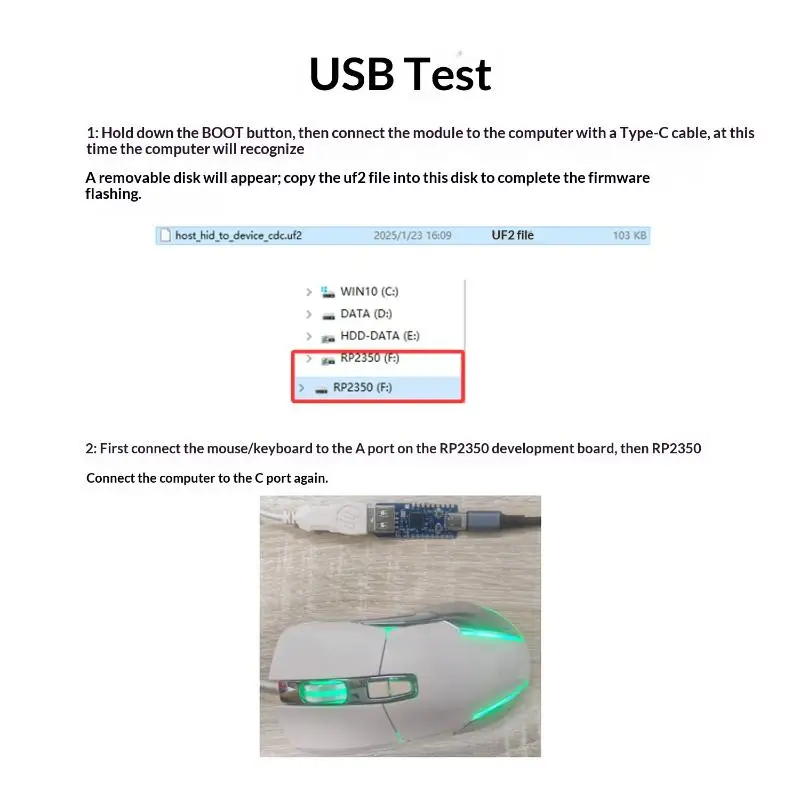 RP2350 USB-A Entwicklungsboard RP2350_V2 Mikrocontroller-Prozessor basierend auf RP2350A Erweiterungsboard I/O programmierbar Typ C – Detail 20
