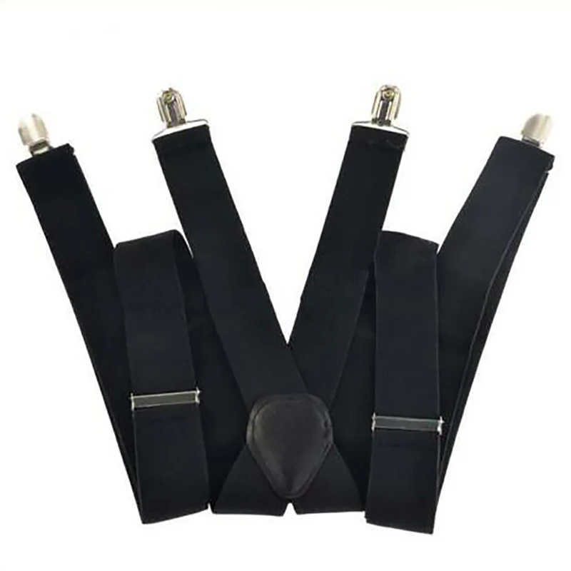 กว้าง35มม.ชาย Suspenders ยืดหยุ่นสูงปรับ4คลิป Suspender Heavy Duty X กลับกางเกงใหม่