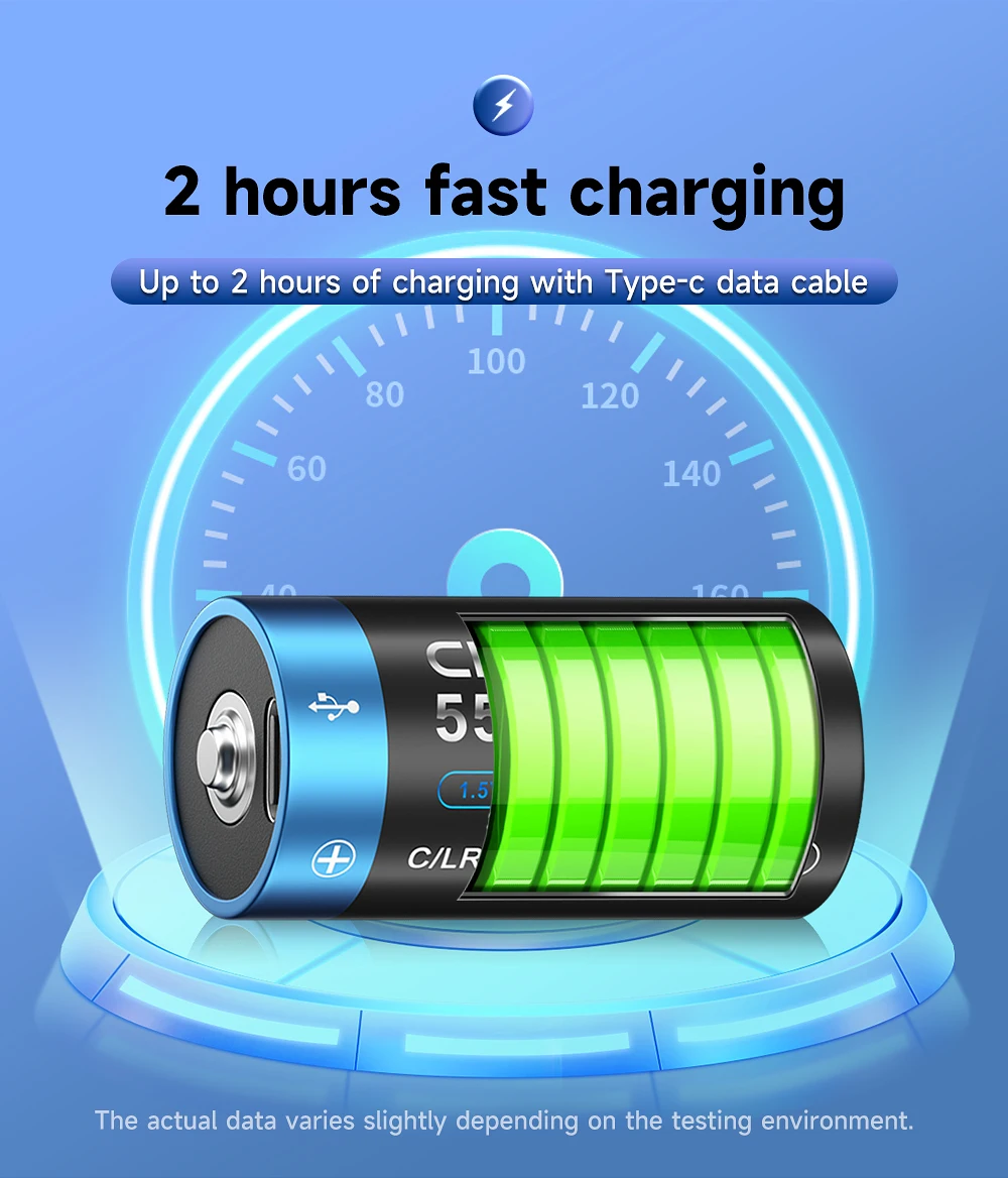 CITYORK 1,5 V R14 LR14 Akku C-Batterien Li-Ion Typ-C USB-Aufladung für Taschenlampe Gaskocher 100 % Original – Detail 4