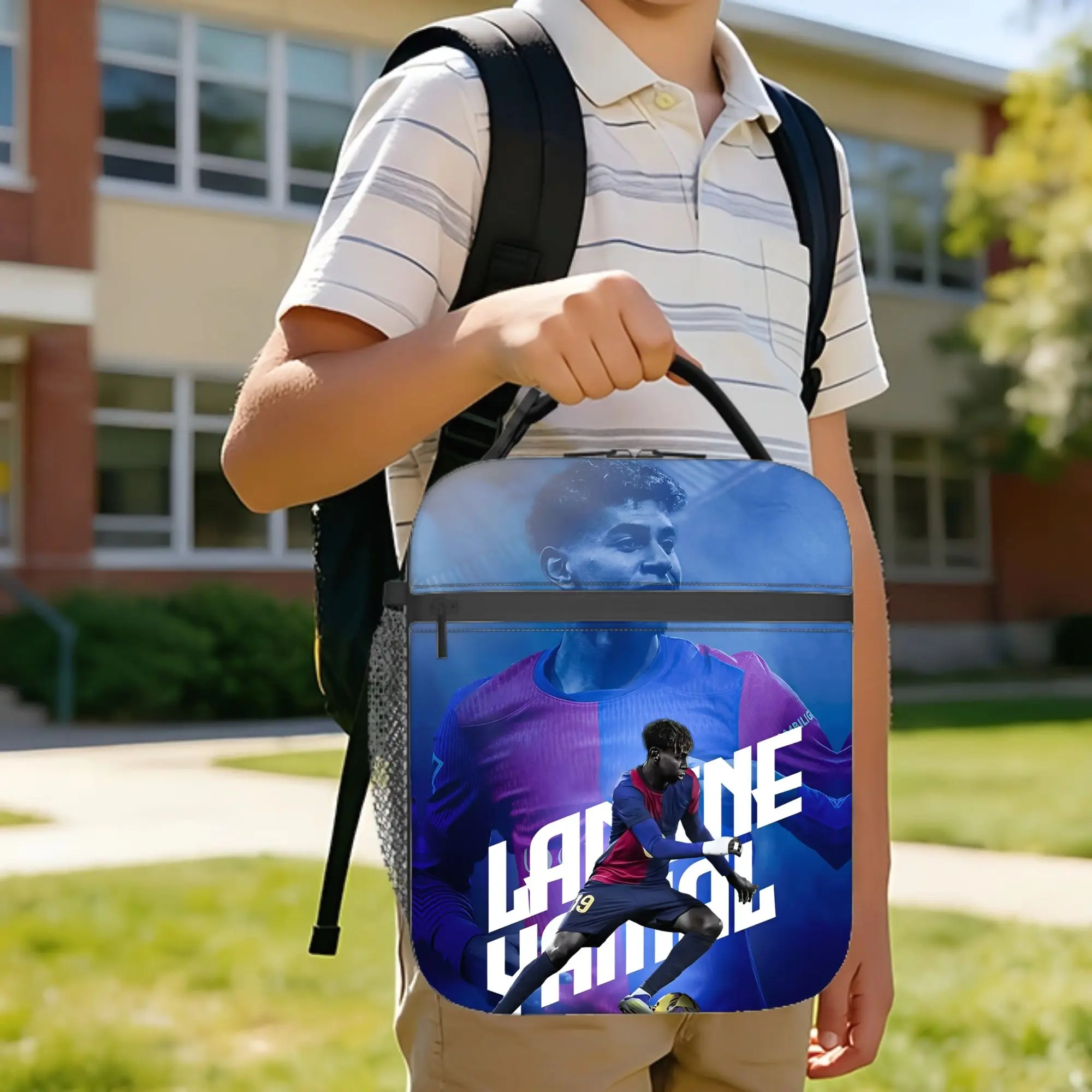 Lamine Y-Yamal Number 19 Football Insulated Lunch Bag Leakproof Lunch Container Cooler Bag Tote Lunch Box College  Picnic