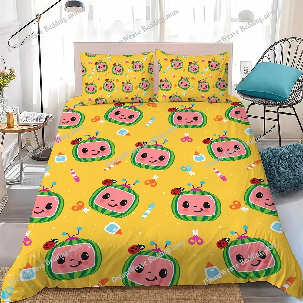 Happy Children C-CoComelonS Duvet Cover Set Home Style Bedding Soft Laundry Cotton Bed Student Dormitory Gift