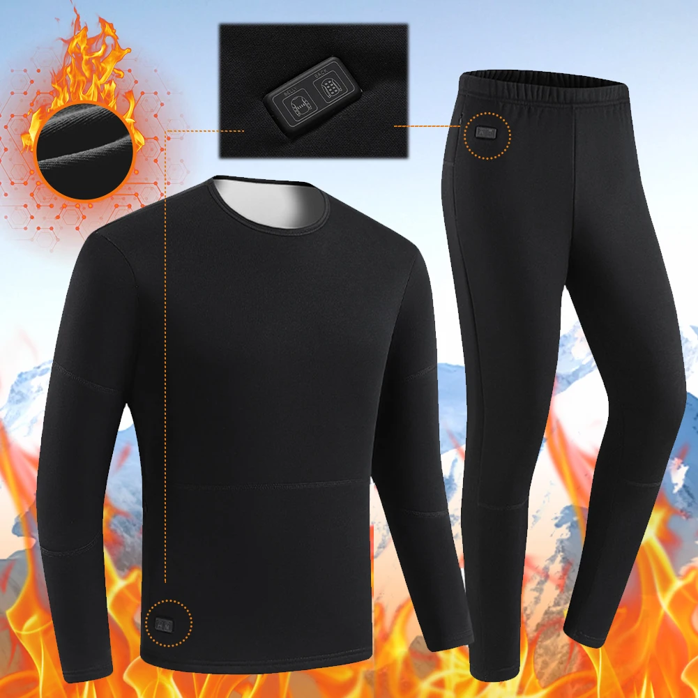 30 Heating Zones Electric Heated Underwear Winter Thermal Underwear Men Women Heating Jacket Heated Ski Clothing Winter Pants