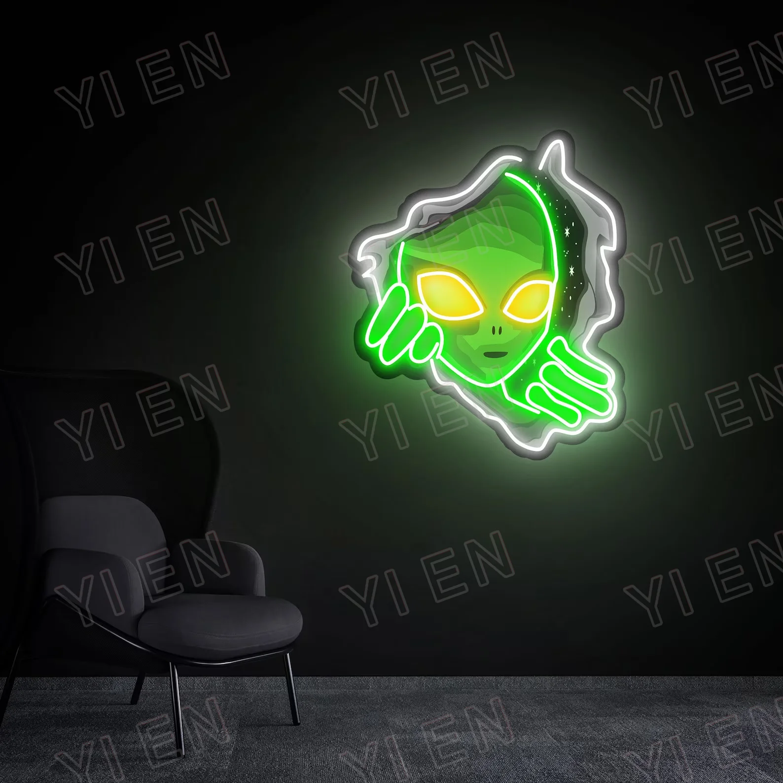 Alien Neon Sign with UV Print Acrylic Board, Rip Apart the Starry Sky, Alien Led Sign, Custom Wall Decor, Neon Wall Art, Christm