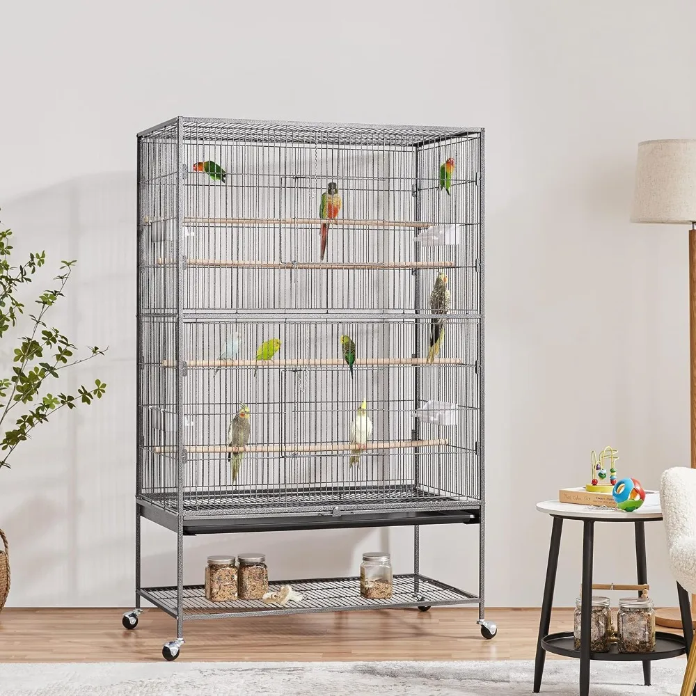 Topeakmart X-Large Parrot Cage Bird Cage with Rolling Stand for Medium Birds Cockatiels Quaker Green Cheek Sun Conure African