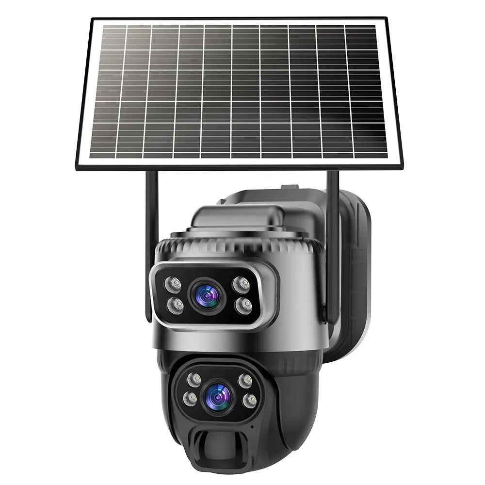 8MP Kamera zewnętrzna zasilana energią słoneczną, z funkcją WiFi, wyposażona w dwa obiektywy o wysokiej rozdzielczości, dwukierunkową transmisję audio, czujnik ruchu PIR, pełnokolorowy tryb nocny, do — 2