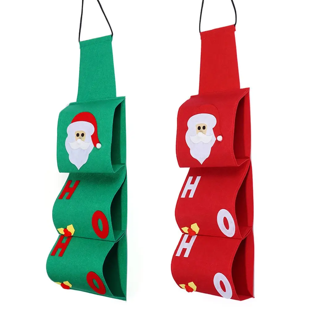 3 Layers Santa Claus Pattern Toilet Roll Paper Covers Christmas Decor Bathroom Hanging Towel Napkin Storage Bag Organizer Holder