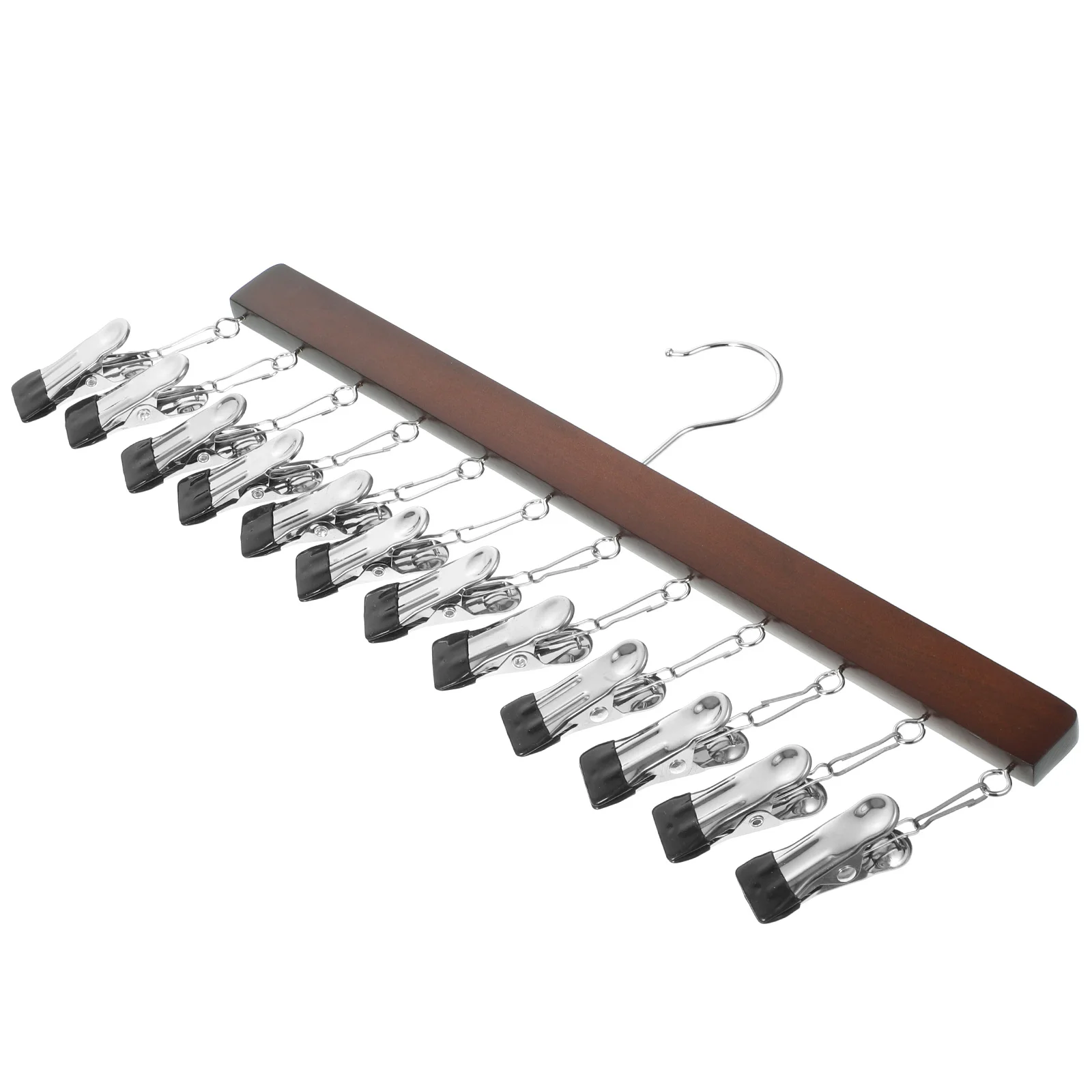 คลิปหนีบไม้แขวนเสื้อผ้า แข็งแรง ทนทาน ทำจากไม้เนื้อแข็งและสแตนเลส อเนกประสงค์ ใช้จัดระเบียบตู้เสื้อผ้า ที่แขวนหมวก ประหยัดพื้นที่