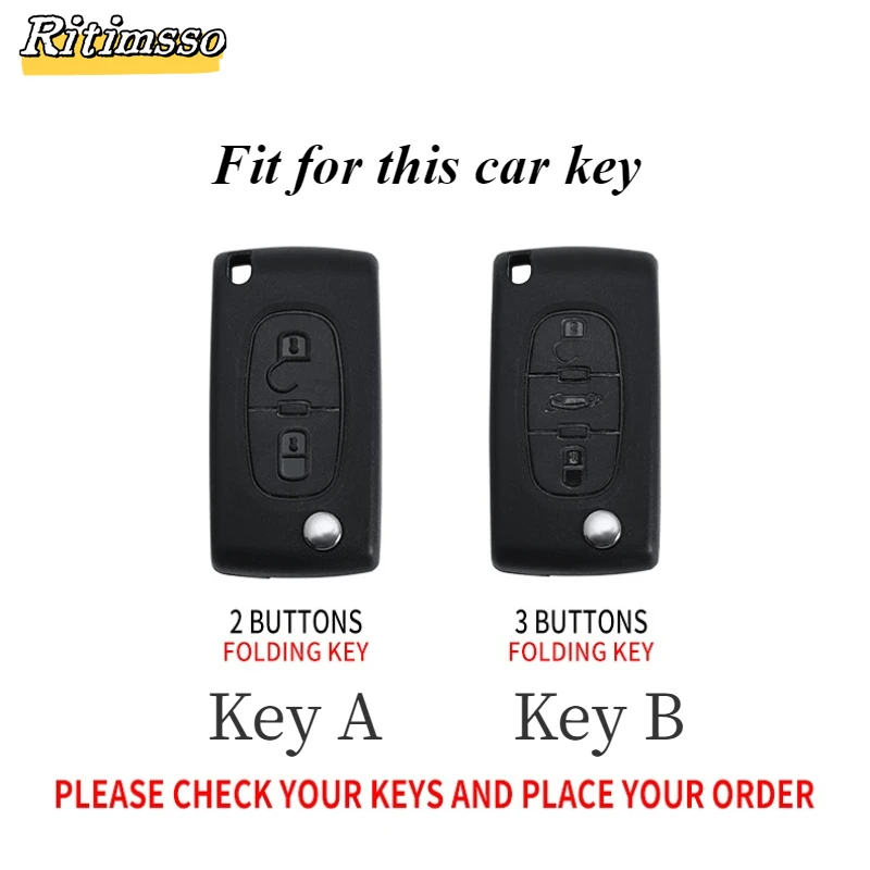 Fashion TPU Car Flip Key Case Cover Shell Fob for Peugeot 107 207 307 308 407 607 3008 5008 for Citroen Xsara Picasso C5 C6 C8