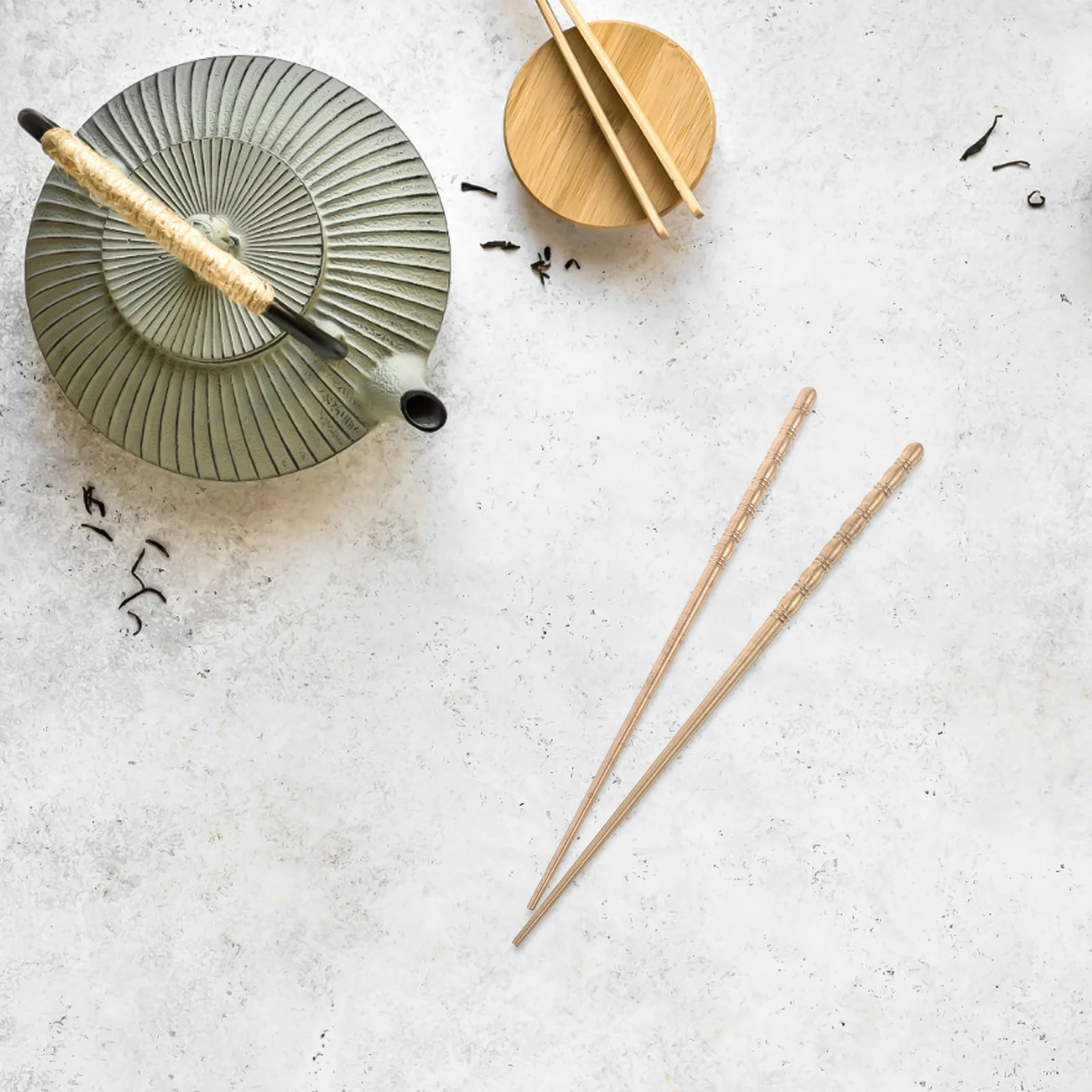 

1Pair Copper Chopsticks for Tea Ceremony Artisanal Handcrafted Long Metal Chopsticks Reusable Cooking Hotpot Noodles Kitchen