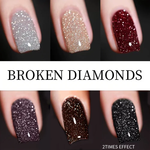 Imagen 2 del producto 10ML 1-12 Uds otoño e invierno vino rojo Flash triturado estroboscópico diamante brillo Gel esmalte de uñas uñas negras uñas rojas uñas blancas