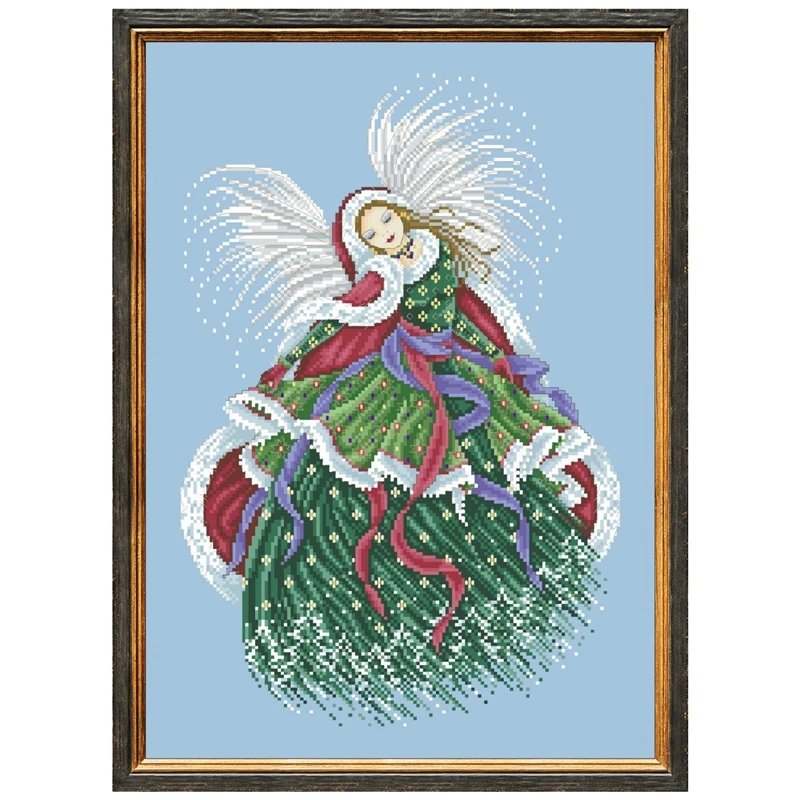 Christmas magic cross stitch kit fairy beads pattern design 18ct 14ct 11ct skyblue canvas ricamo ricamo fai da te