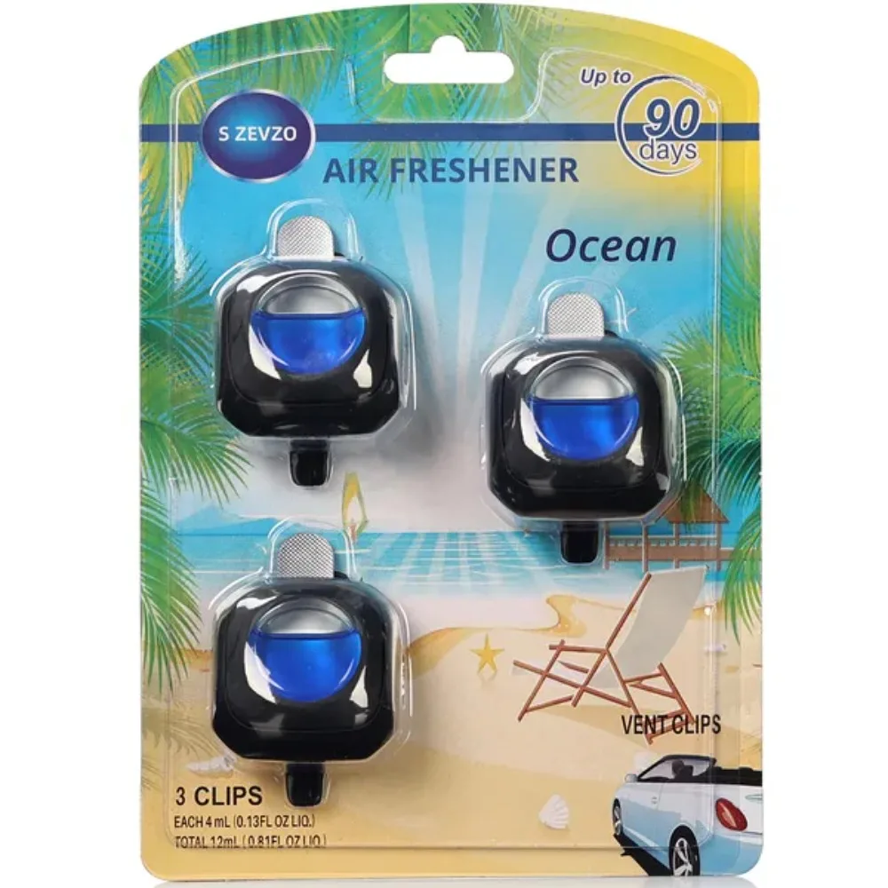 

3 Clips Ocean Scent Car Air Freshener, Long Lasting, 4ml per Unit, Safe & Easy to Use