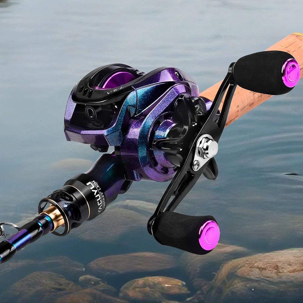 Yacuyu 5,6/6,0/6,6FT extrem langlebiges Angelruten-Set für große Reichweite – Teleskopische tragbare Meeresangelrute und Baitcasting-Rollen-Kombos – Detail 6