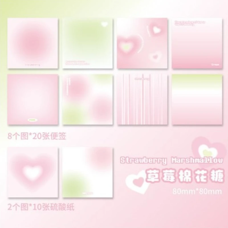 80*80mm Aesthetic Fruit Marshmallow Gradient Color Memo Pad Portable Cute Pocket Notebook for Girl To-do List Planner(180 Pages)