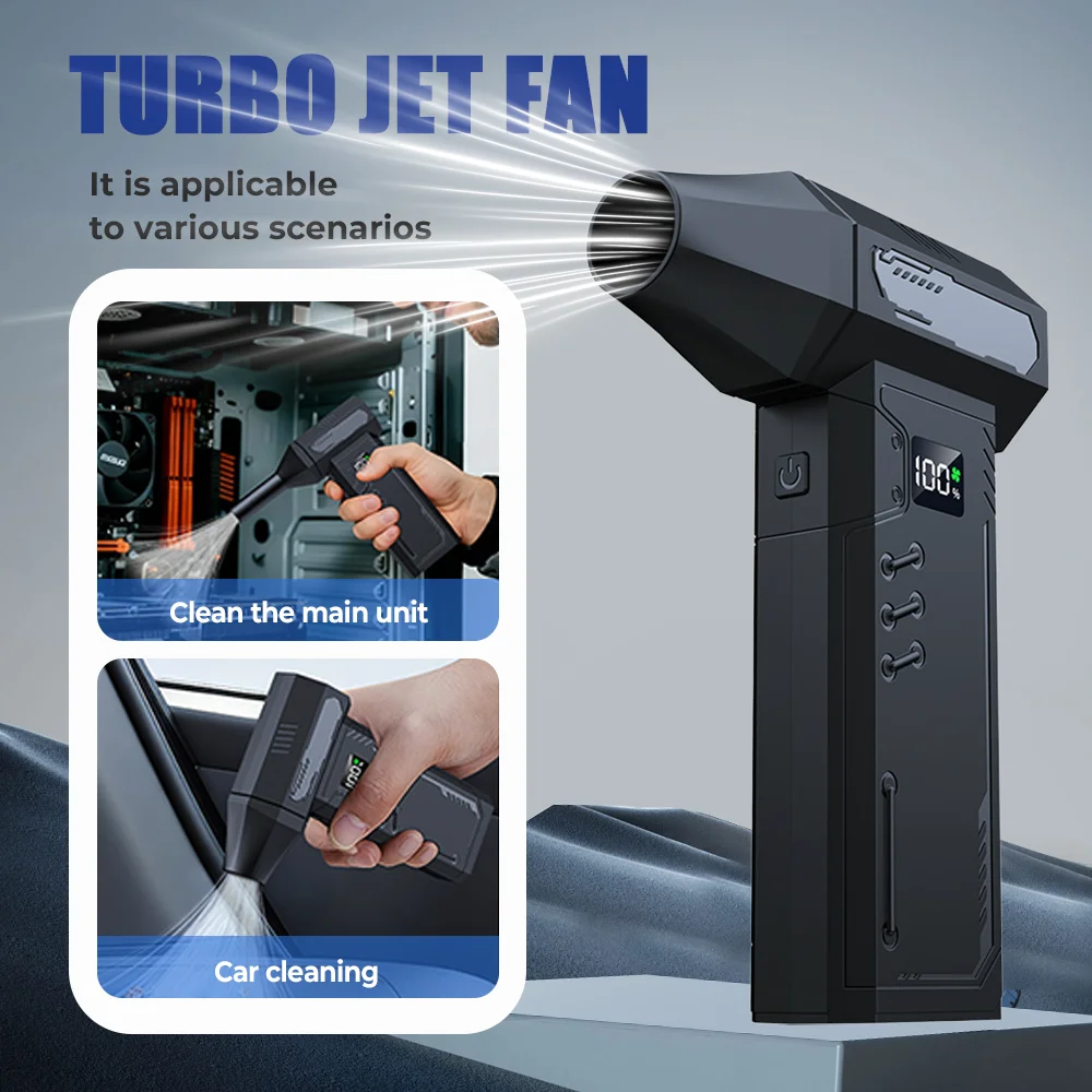 Display Handheld Mini Fan 130000RPM Powerful air Blower Compressed air Duster with 4 Speeds Rechargeable Super Dry Blower