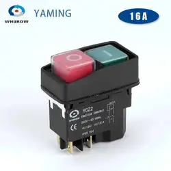 YCZ2 interruttore elettromagnetico 4/5 Pin 110V/220V momentaneo (Reset) On Off pulsante rosso/verde arresto di emergenza sostituire KJD17