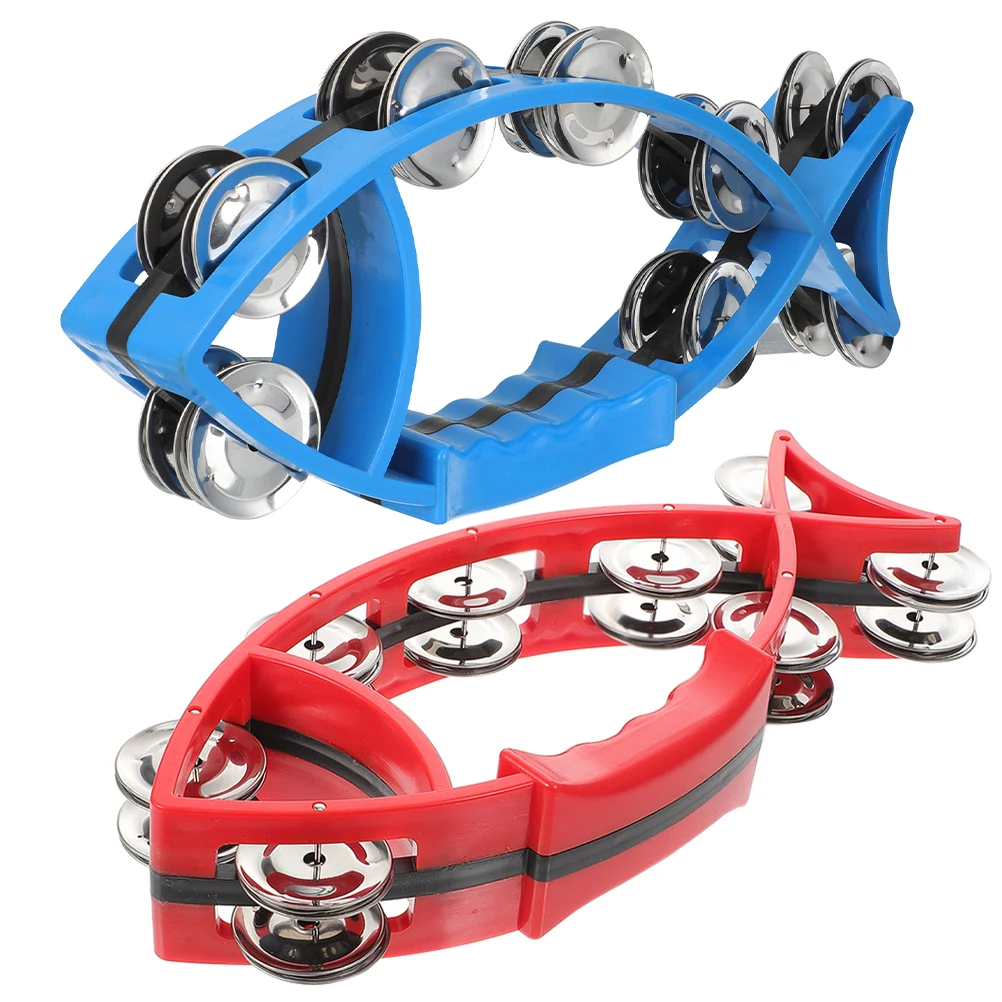 

2pcs H Press Bell Plastic Kids Toys H held Tambourines Percussion Instrument Baby Rhythm Stage Performance Portable