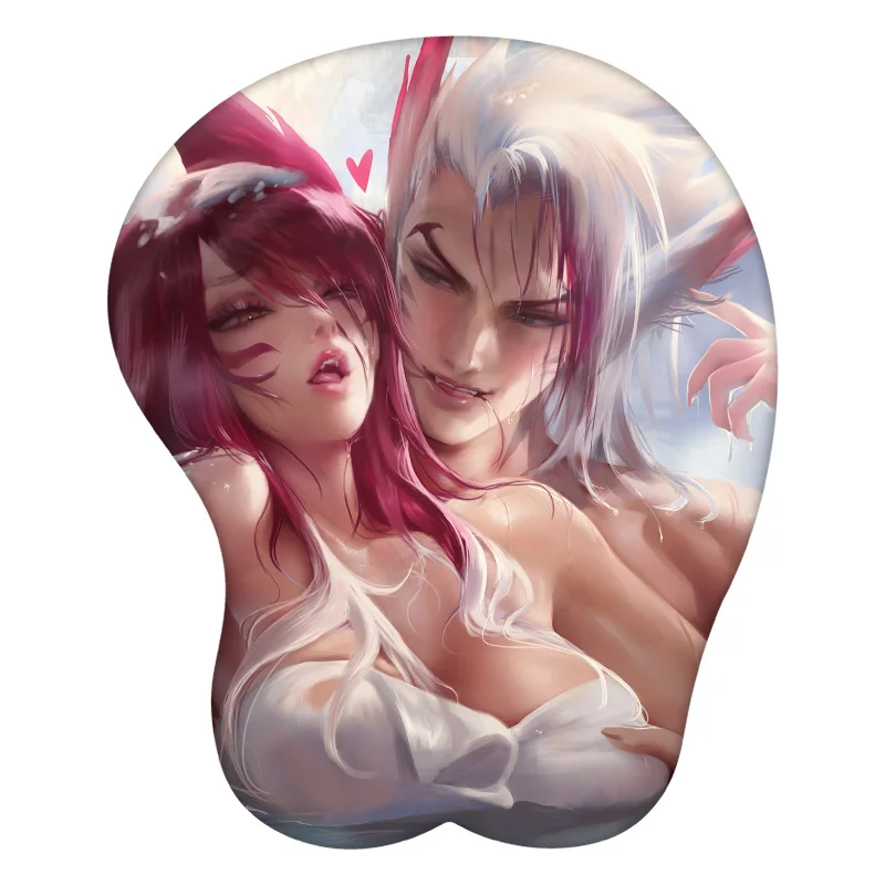 Xayah And Rakan 3D Mouse Pad League of Legends Anime Mousepad Wrist Rest Silicone Sexy Creative Gaming Mat Gift