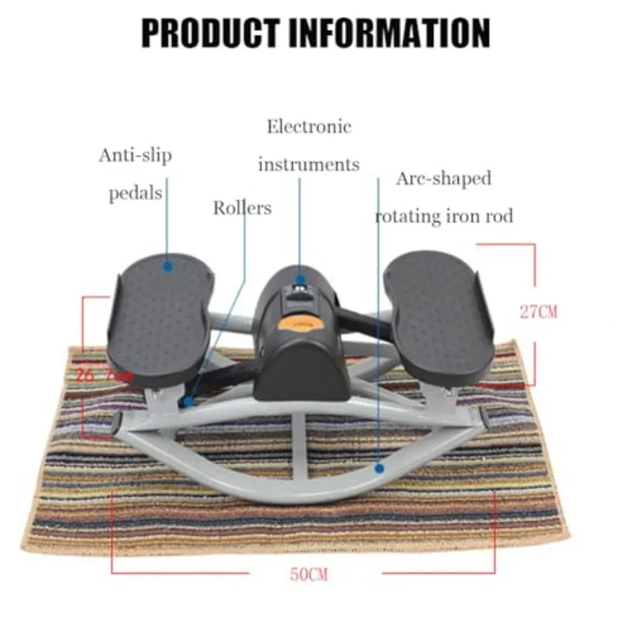 جهاز تمرين منزلي هزاز جانبي للياقة البدنية، جهاز هزاز محمول مدمج من الجانب إلى جنب مع شاشة LCD وشريط مقاومة