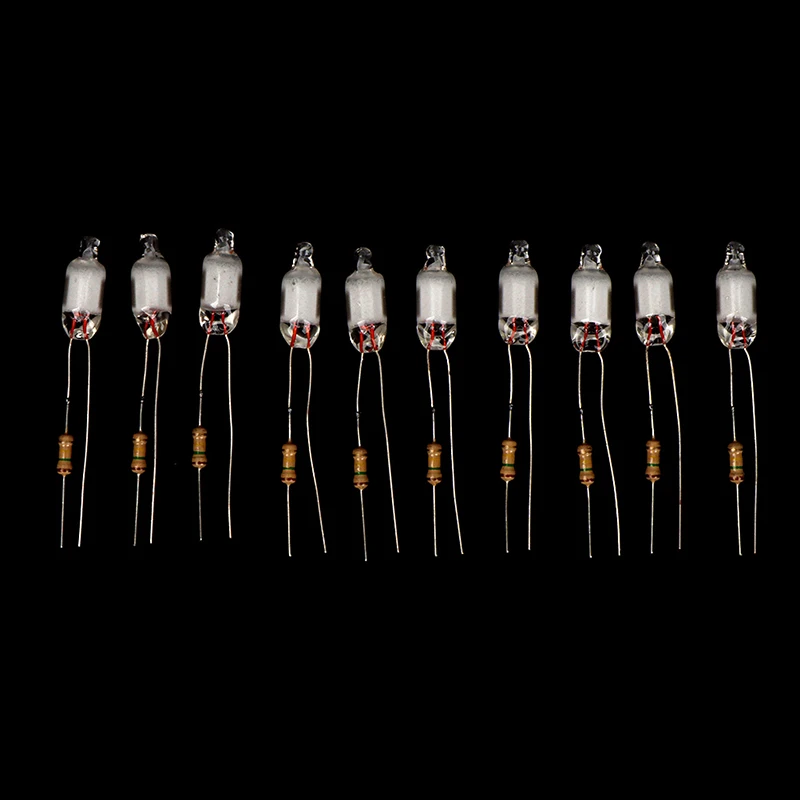 10Pcs 6*13mm Mini Neon Indicator Bulbs 220V With Resistor Red Blue Green