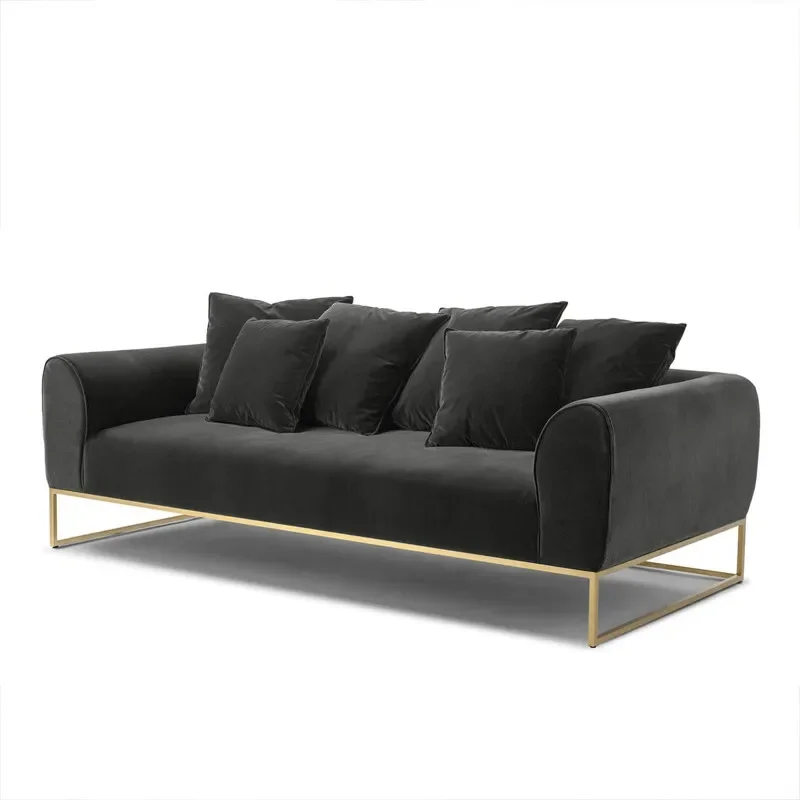 Nordic sofa velvet modern living room three people fabric minimalist sofa + light luxury round coffee table