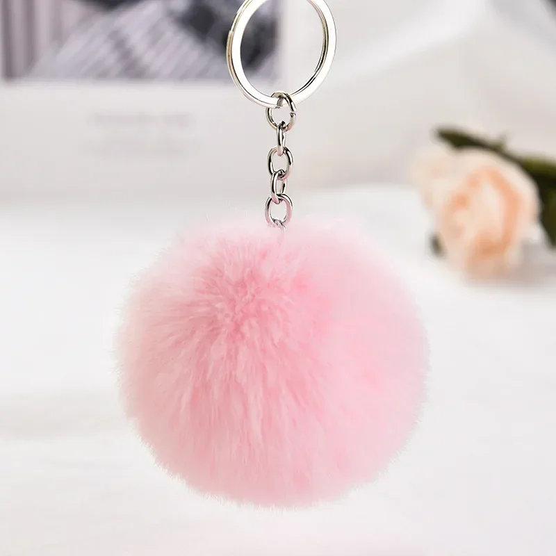 Fluffy Fur PomPom Keychain Soft Faux Rabbit Fur Ball Car Keyring Pompom Key Chains Key holder Women Bag Pendant Jewelry Gifts