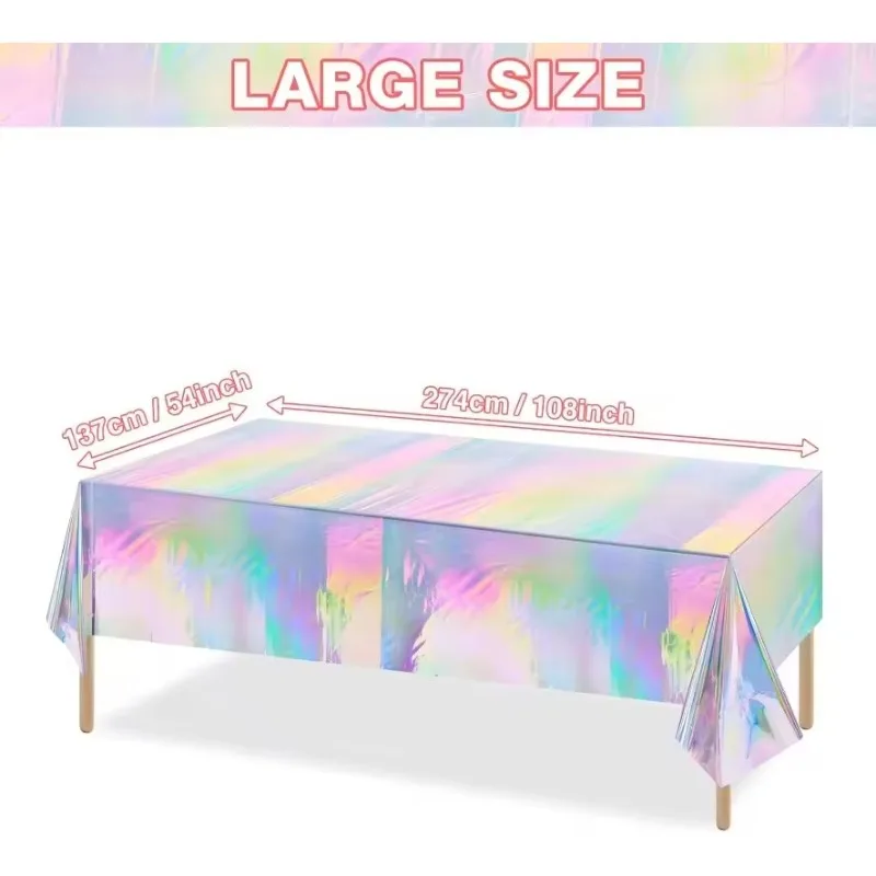 1/2/3PCS Holographic Laser Tablecloth Disposable Tablecloth Birthday Wedding Party Christmas Festive Supplies