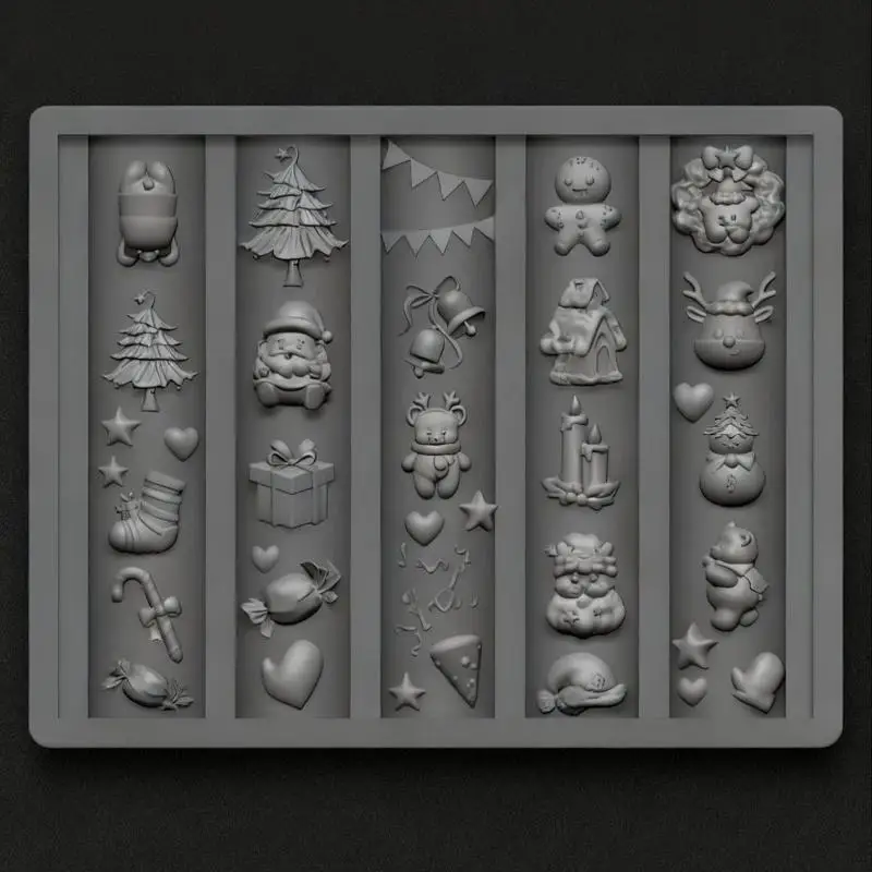 Moule à ongles 3D en Silicone, père noël, pain d'épices, bonhomme de neige, conception d'ongles, modèle de manucure à faire soi-même, outil pour la décoration des ongles