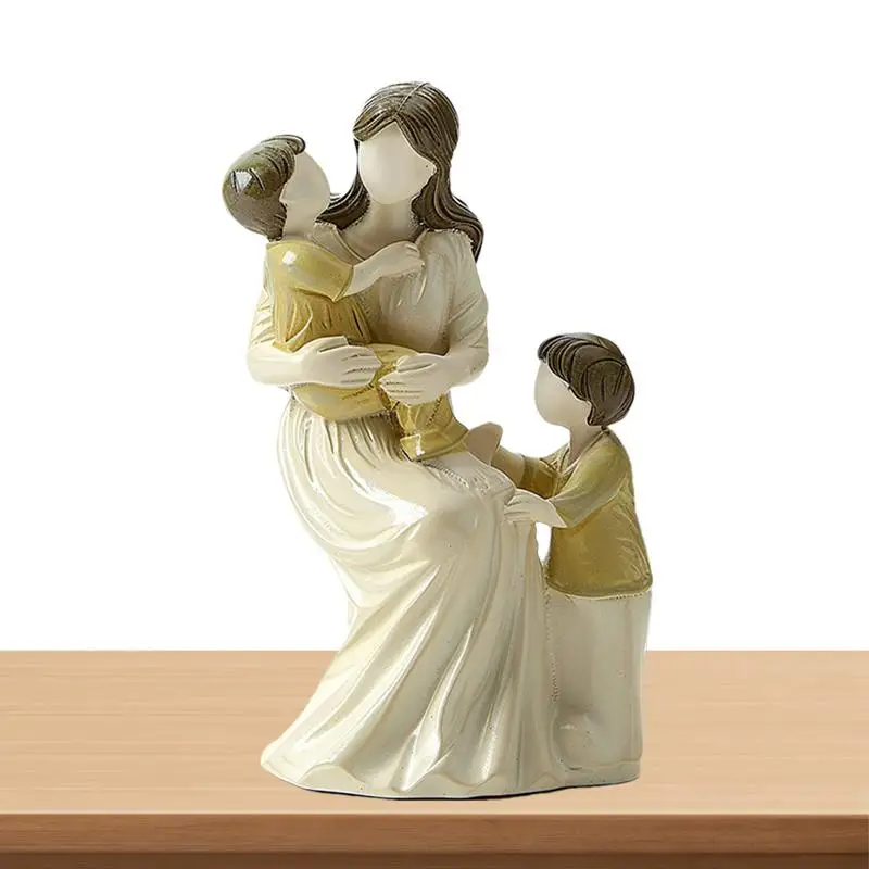 Mother Daughter Hugging Figurine Statues Sculpted Figure Mother Son Figurines Resin Ornament For Home Bedroom