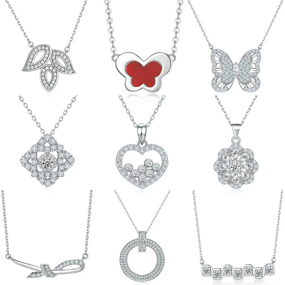 

18K gold PT950 platinum S925 silver 7-layer electroplated butterfly necklace heart-shaped love fashion pendant necklace