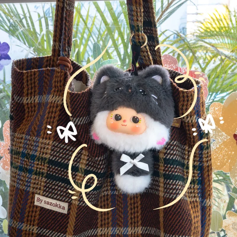 バブー・ニャー・コームグロー・ブラインドボックス・トイ・カートゥーン・プラッシュ・コーム・ミラーセット・持ち運びやすいバッグ・ペンダント・ホームデコ・ミステリーボックス・サプライズギフト