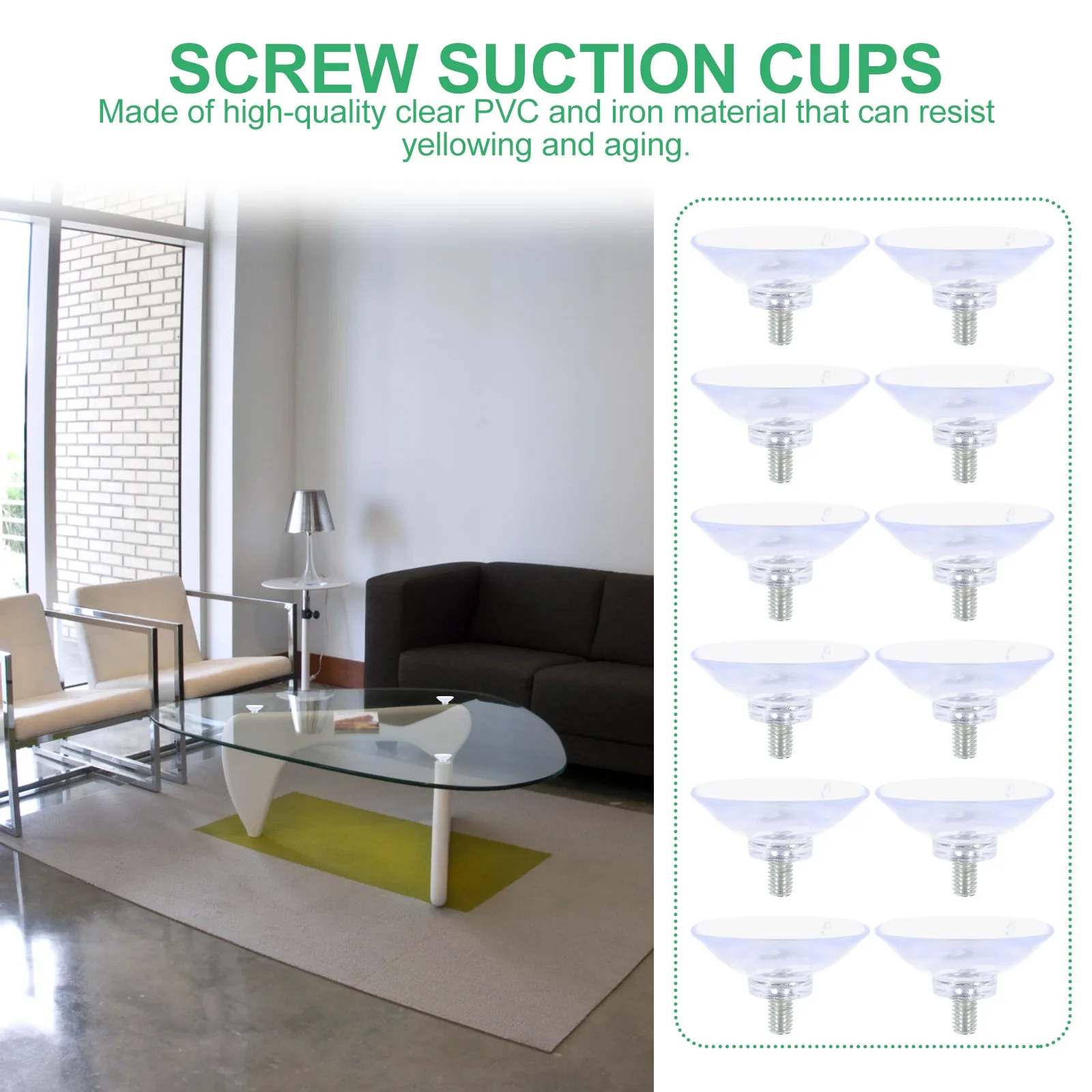 1Set Transparent Strong Screw Suction Cup Manual Tightening Clear PVC Iron Glass Surface Sucker for Window Mirror Home Decor