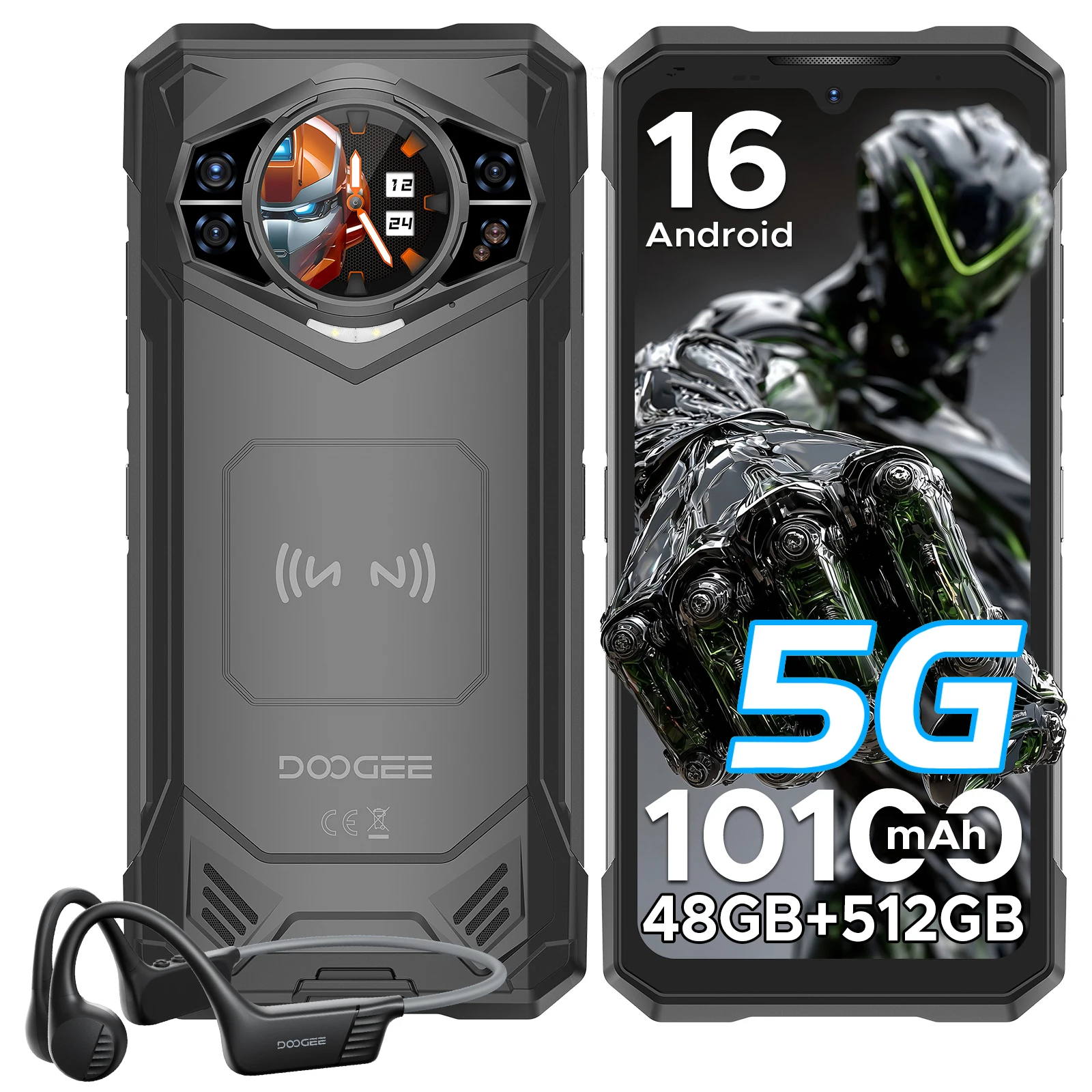DOOGEE S200 X VIP Editie 5G AI Robuuste Telefoon Android 16 48GB 512GB Smartphone 1,32" AMOLED Achterdisplay 10100mAh Batterij NFC - afbeelding 1