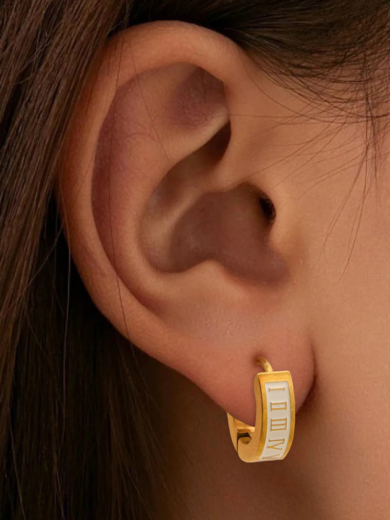 1 Pair/2pcs Vintage Drip Glue Roman Digital Earrings 2024 New Stainless Steel Women joyeria acero inoxidables premium aretes