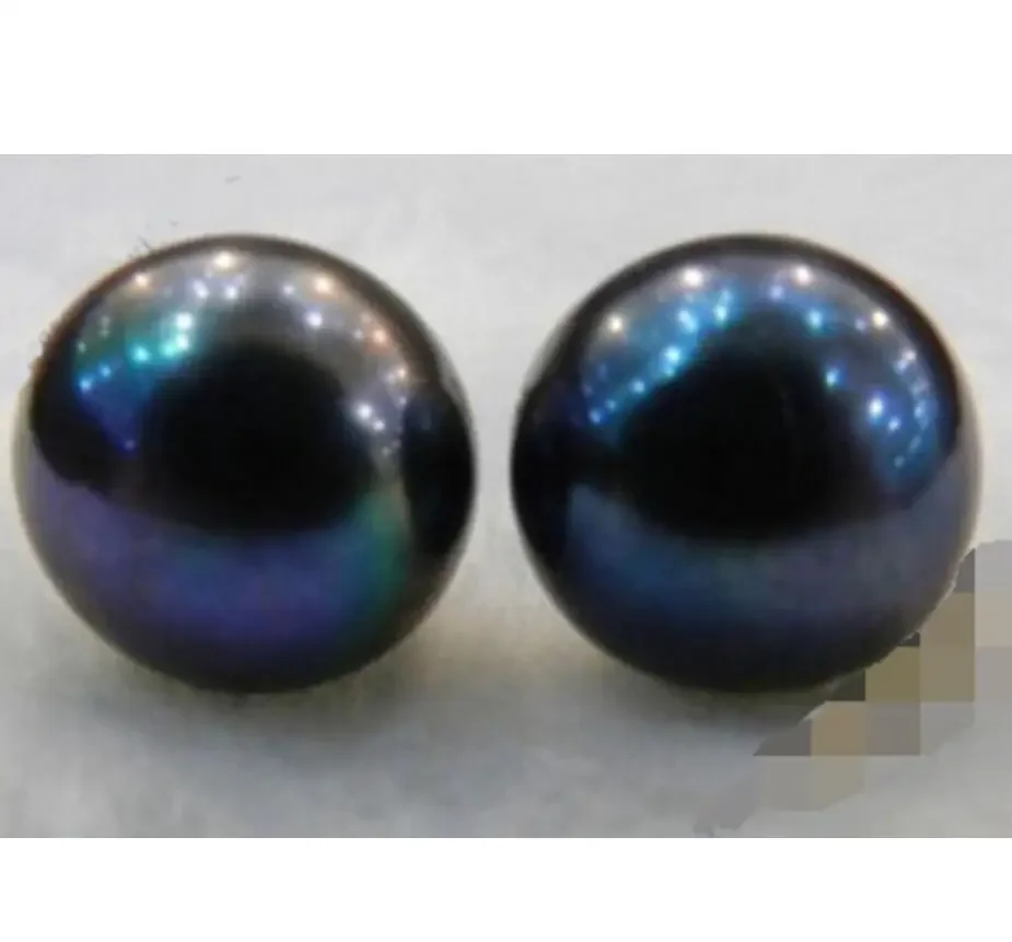 

hot sell new - Natural Black 9mm Pearl Sterling Silver Earrings AAA