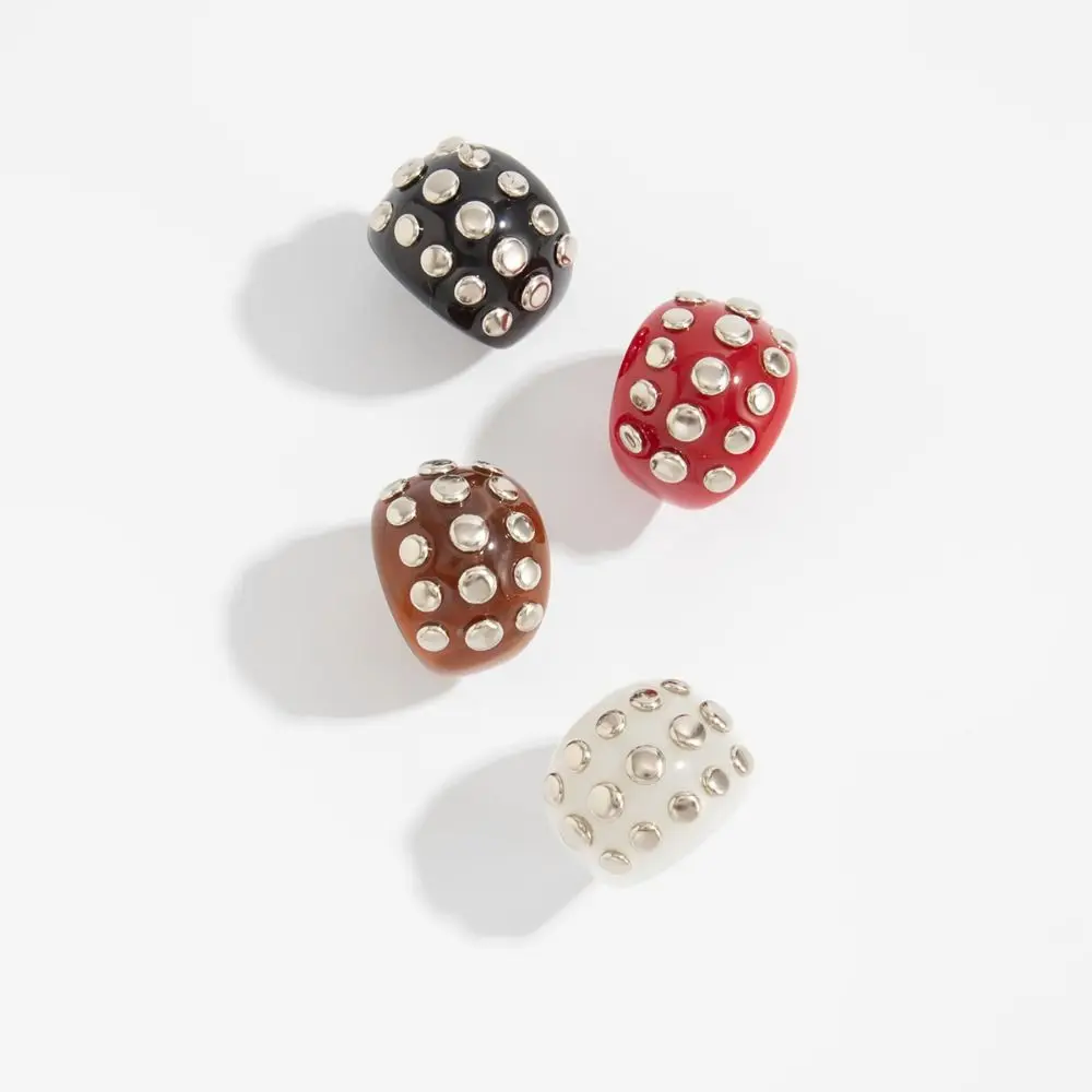 Minimalist Rivet Acrylic Bangle Punk Style Chunky Irregular Wide Bracelet Round Shape Embellishment Open Bangle Decoration