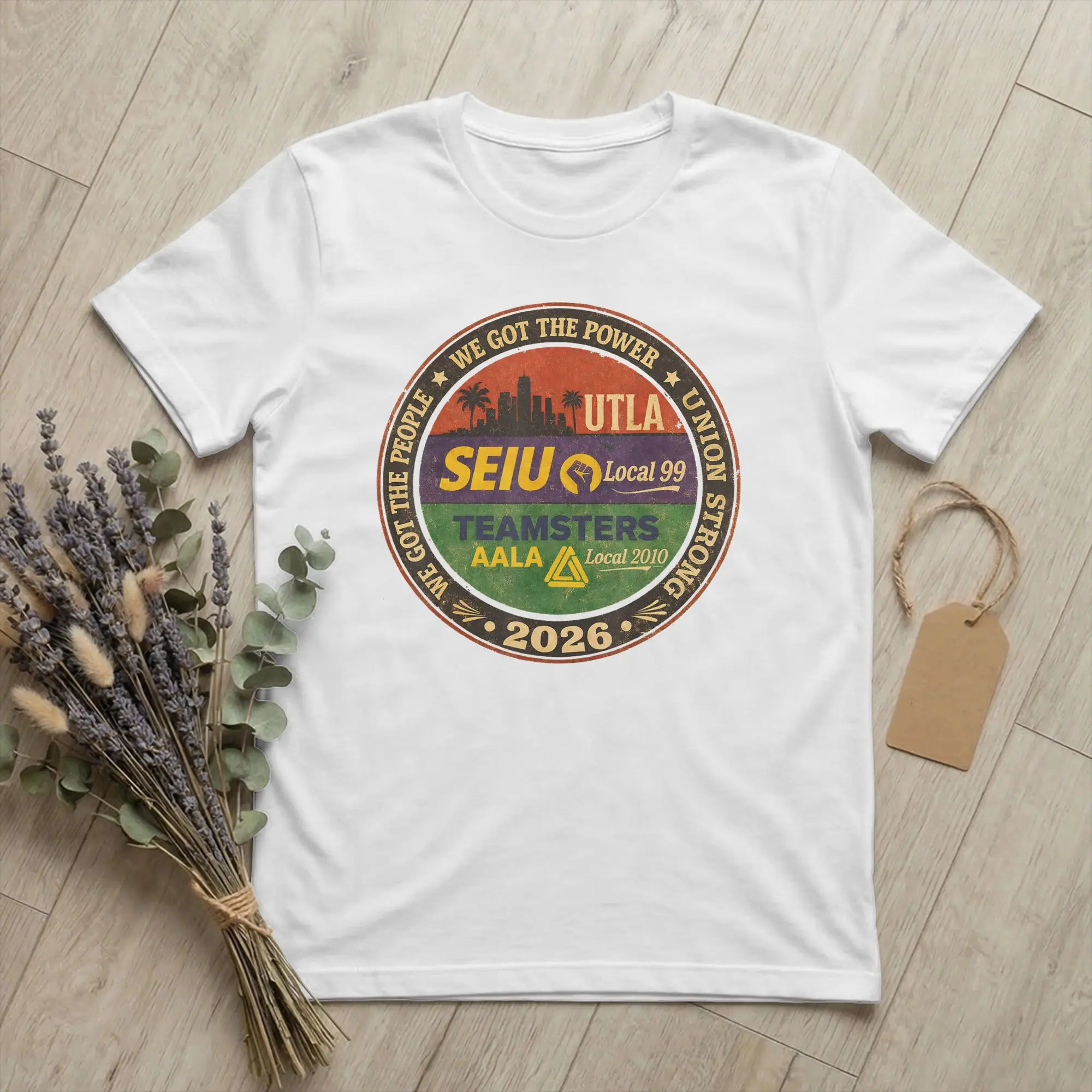 Camisetas para hombre del movimiento laboral UTLA SEIU AALA, camisetas vintage de algodón de manga corta, camiseta We Got The People con cuello redondo, ropa de talla grande