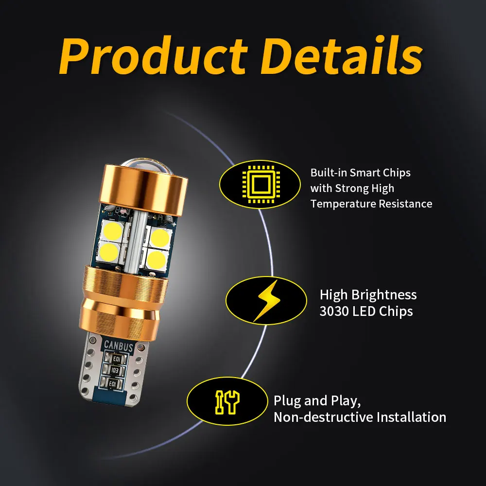 2/6/10PCS LED Signal Light Bulb Package 3030 12V 24V DC Orange Amber 158 175 Position 2821 Parking 2827 2525 T10 Car Truck Bulbs
