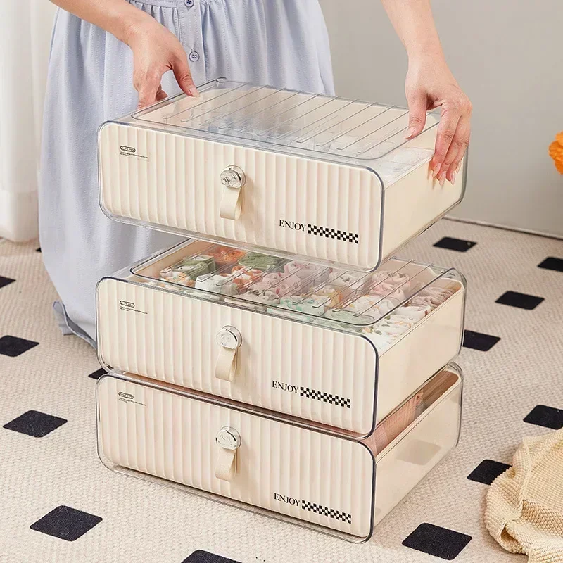 New model Underwear, underwear storage box, drawer type clothing, socks artifact, dust-proof three-in-one finishing box
