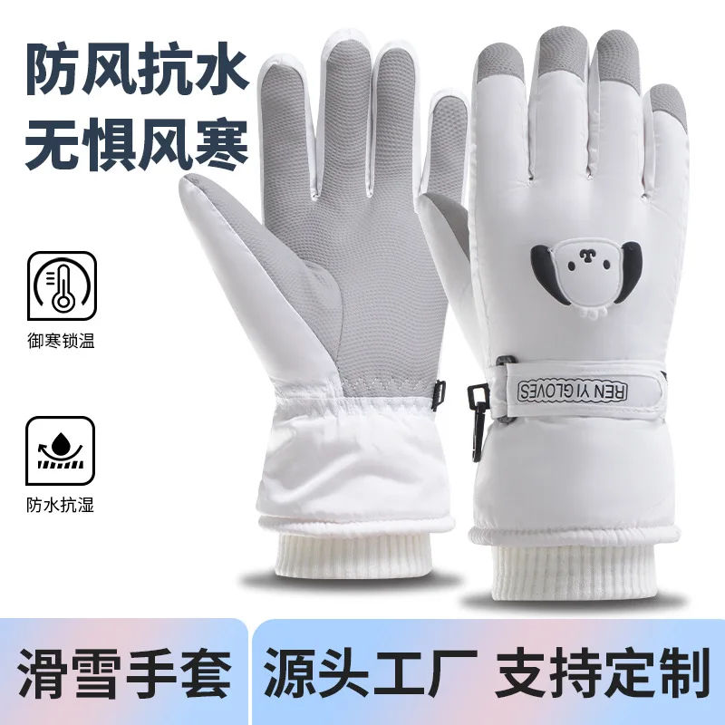 Nuevos guantes de esquí de invierno con forro polar, guantes gruesos para conducción al aire libre, resistentes al frío, térmicos y resistentes al viento, guantes para pantalla táctil, venta al por mayor