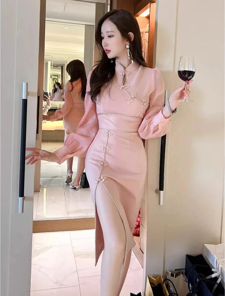 

new spring autumn Fashion casual sexy brand female women girls Chinese style dress